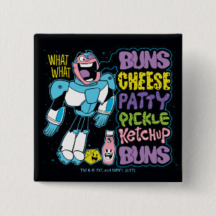 Teen Titans Go! Cyborg Burger Rap Pinback Button