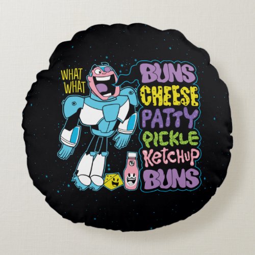 Teen Titans Go  Cyborg Burger Rap Round Pillow
