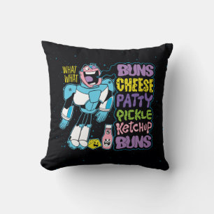 Teen Titans Go!   Cyborg Burger Rap Throw Pillow