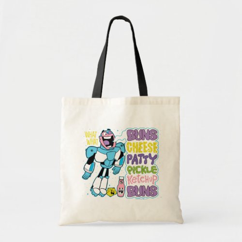 Teen Titans Go  Cyborg Burger Rap Tote Bag