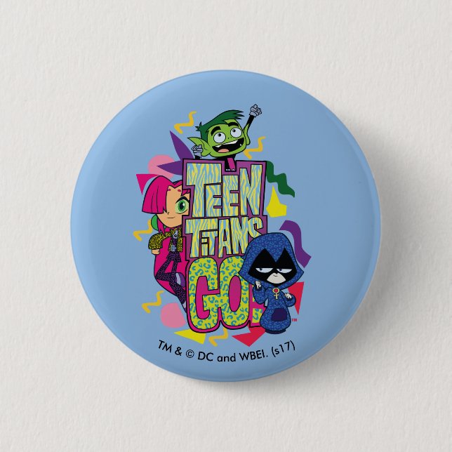 Teen Titans Go! | "Girls Girls" Animal Print Logo Button (Front)
