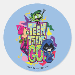 Teen Titans Go! "Girls Girls" Animal Print Logo Classic Round Sticker