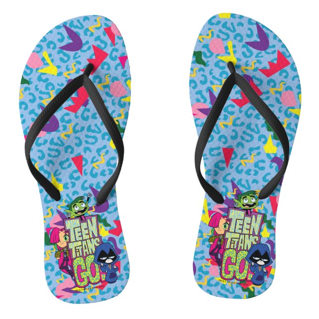 Teen Titans Go! | "Girls Girls" Animal Print Logo Flip Flops (Footbed)