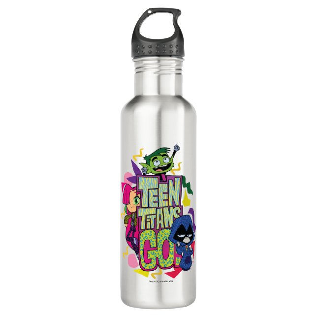 Teen Titans Go! | "Girls Girls" Animal Print Logo Stainless Steel Water Bottle (Front)