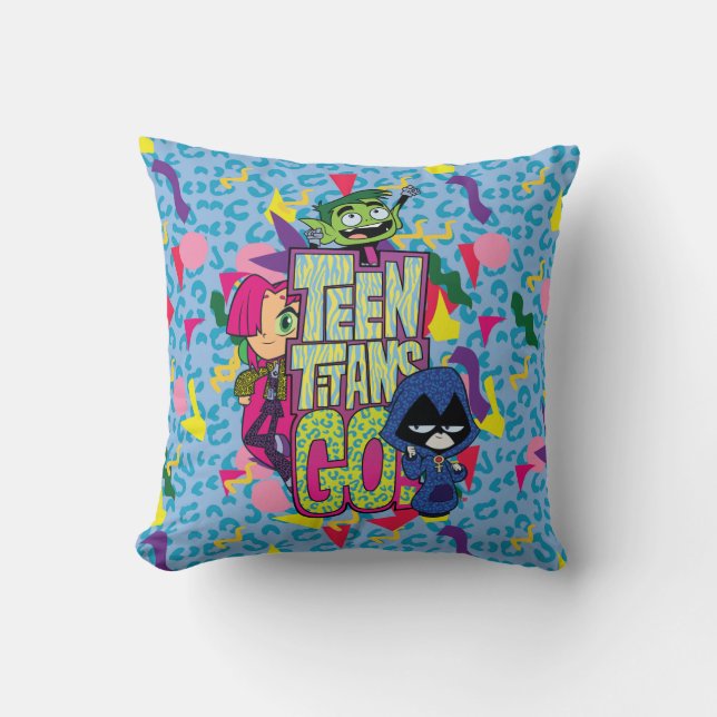 Teen Titans Go! | "Girls Girls" Animal Print Logo Throw Pillow (Front)