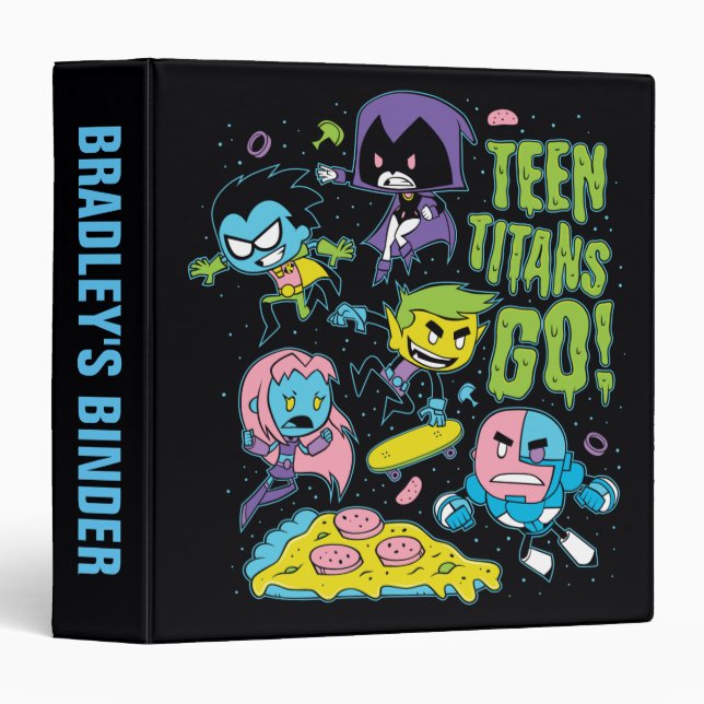 Teen Titans Go! | Gnarly 90's Pizza Graphic 3 Ring Binder (Front/Spine)