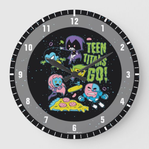 Teen Titans Go  Gnarly 90s Pizza Graphic Large Clock