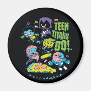 Teen Titans Go! Gnarly 90's Pizza Graphic Magnet