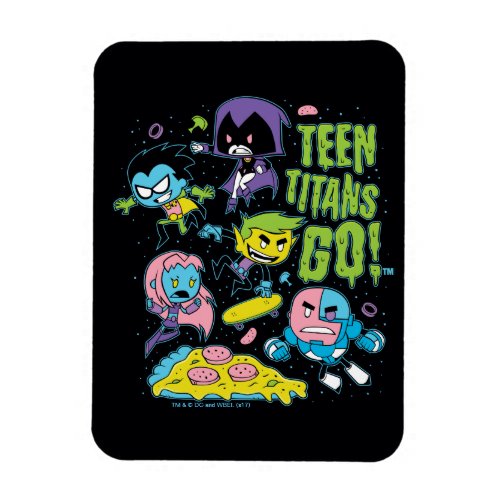 Teen Titans Go  Gnarly 90s Pizza Graphic Magnet