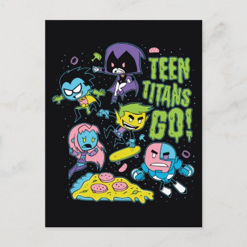 Teen Titans Go  Gnarly 90s Pizza Graphic Postcard