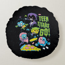Teen Titans Go! | Gnarly 90's Pizza Graphic Round Pillow