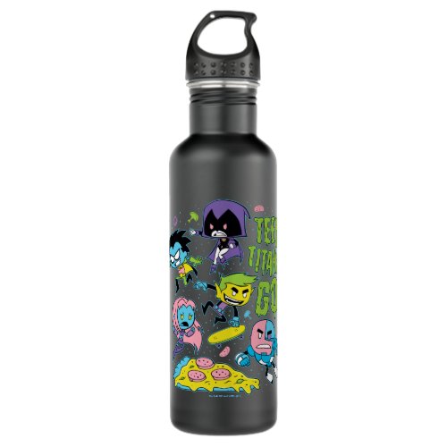Teen Titans Go  Gnarly 90s Pizza Graphic Stainless Steel Water Bottle