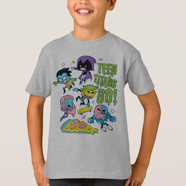 Teen Titans Go! | Gnarly 90's Pizza Graphic T-Shirt (Front)