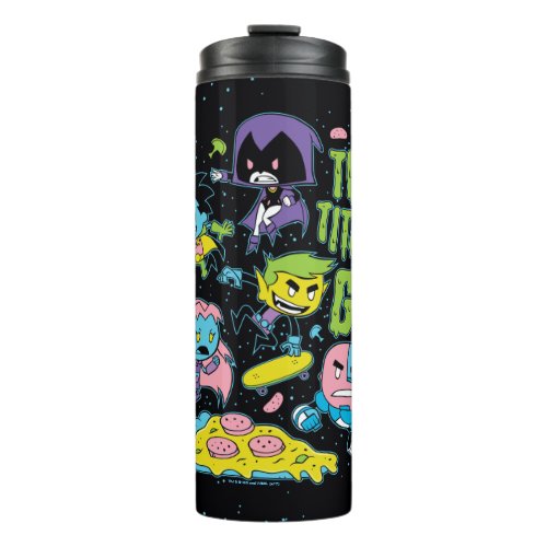 Teen Titans Go  Gnarly 90s Pizza Graphic Thermal Tumbler