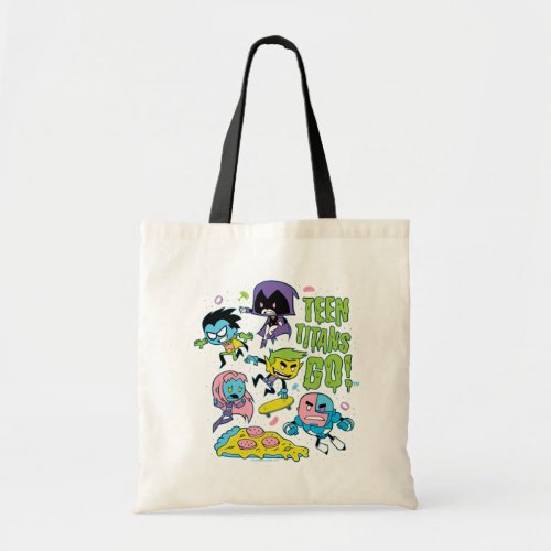 Teen Titans Go  Gnarly 90s Pizza Graphic Tote Bag