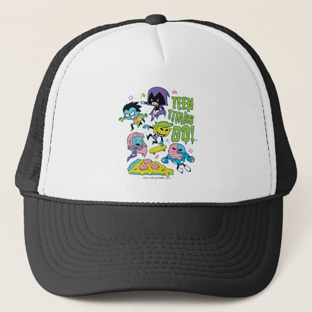 Teen Titans Go! | Gnarly 90's Pizza Graphic Trucker Hat (Front)