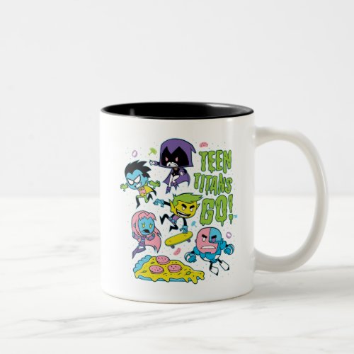 Teen Titans Go  Gnarly 90s Pizza Graphic Two_Tone Coffee Mug