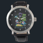 Teen Titans Go! | Gnarly 90's Pizza Graphic Watch<br><div class="desc">Check out the Teen Titans Robin, Starfire, Raven, Beast Boy, and Cyborg in this trippy, retro 90's pizza graphic. Teen Titans Go! is written in a green, goo font, while the Titans are recolored to match this blue pizza. Grab this rad graphic on a shirt, tote bag, or any of...</div>
