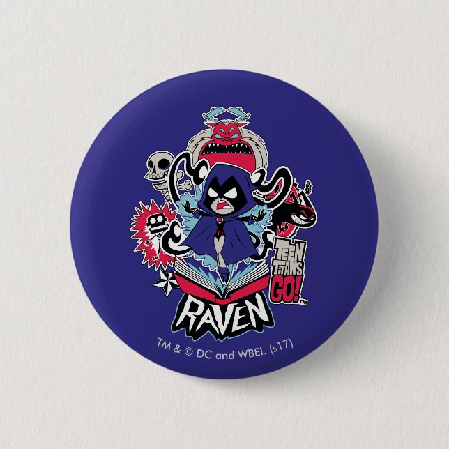 Teen Titans Go! | Raven Demonic Powers Graphic Pinback Button (Front)