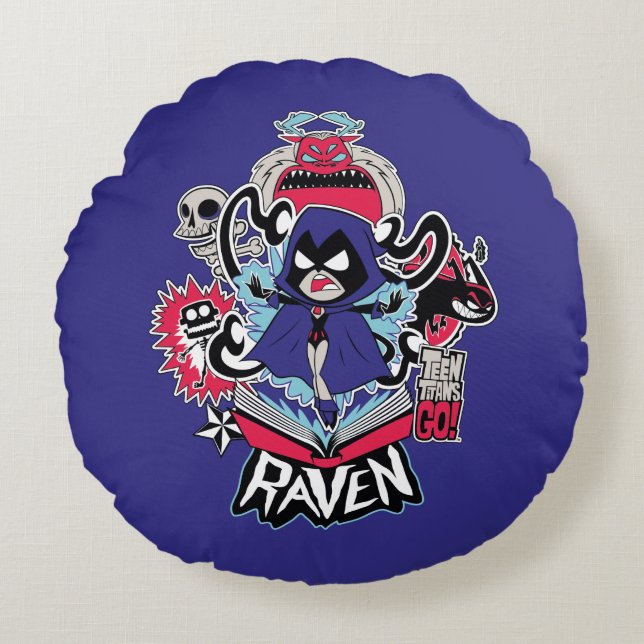 Teen Titans Go! | Raven Demonic Powers Graphic Round Pillow (Front)