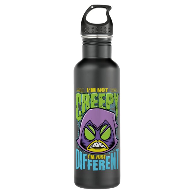 Teen Titans Go! | Raven "Not Creepy I'm Different" Water Bottle (Front)