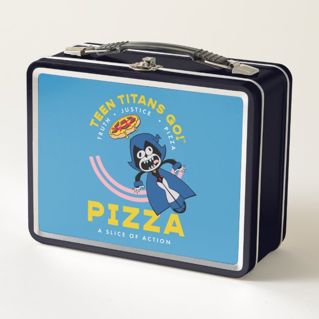 Teen Titans Go! Raven "Truth Justice Pizza" Metal Lunch Box (Front)