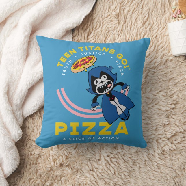 Teen Titans Go! Raven "Truth Justice Pizza" Throw Pillow (Blanket)