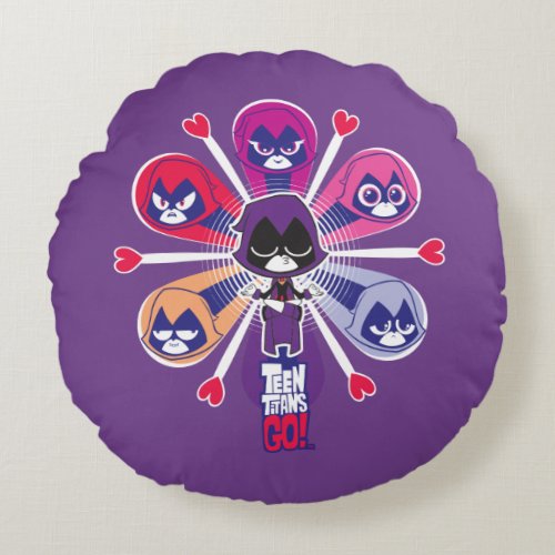 Teen Titans Go  Ravens Emoticlones Round Pillow
