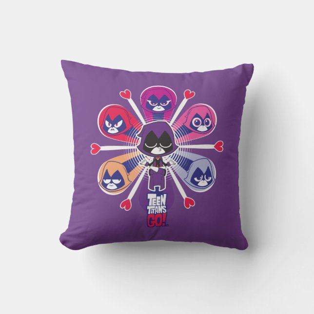 Teen Titans Go! | Raven's Emoticlones Throw Pillow (Front)