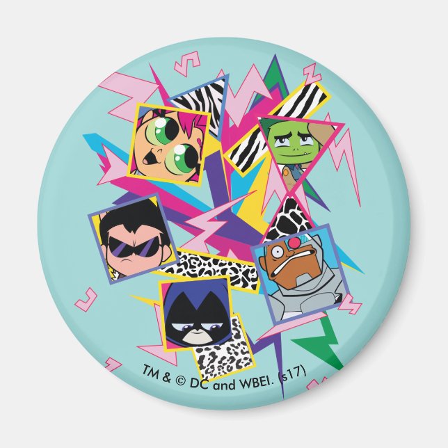 Teen Titans Go! | Retro 90's Group Collage Magnet (Front)