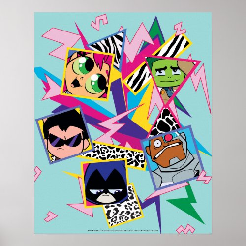 Teen Titans Go  Retro 90s Group Collage Poster