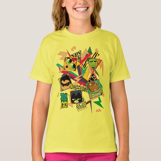 Teen Titans Go! | Retro 90's Group Collage T-Shirt (Front)