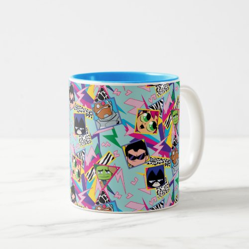Teen Titans Go  Retro 90s Group Collage Two_Tone Coffee Mug