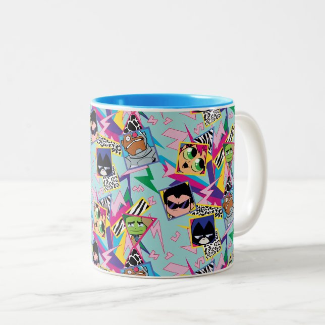 Teen Titans Go! | Retro 90's Group Collage Two-Tone Coffee Mug (Front Right)