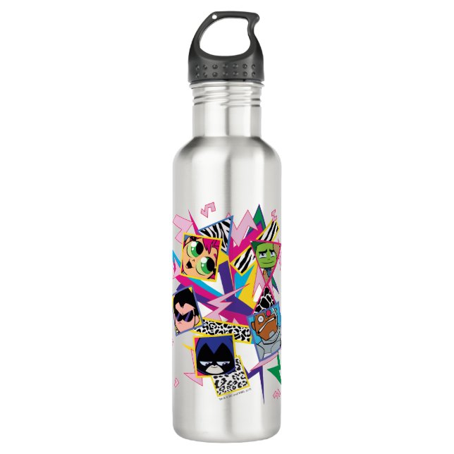 Teen Titans Go! | Retro 90's Group Collage Water Bottle (Front)