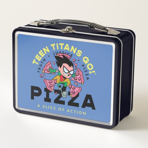 Teen Titans Go Robin Truth Justice Pizza Metal Lunch Box