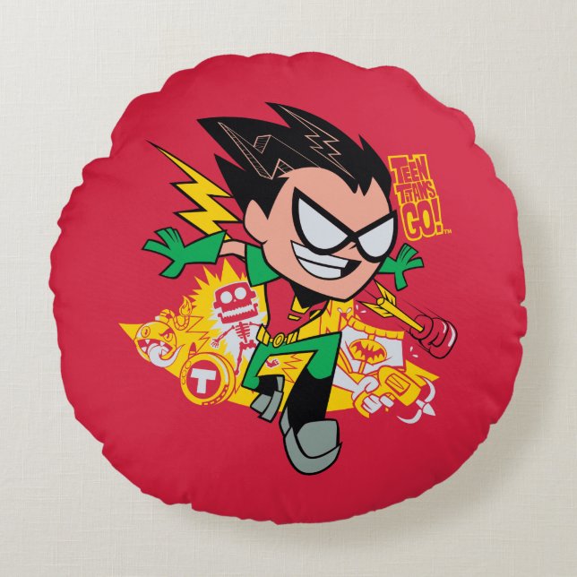 Teen Titans Go! | Robin's Arsenal Graphic Round Pillow (Front)