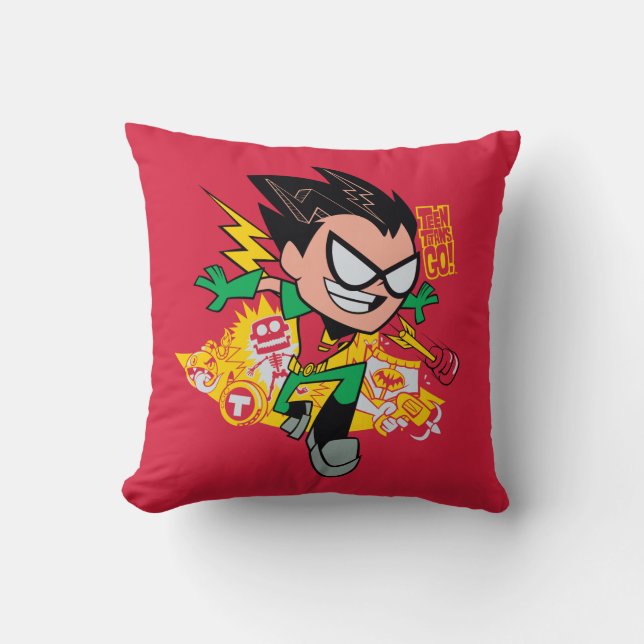 Teen Titans Go! | Robin's Arsenal Graphic Throw Pillow (Front)