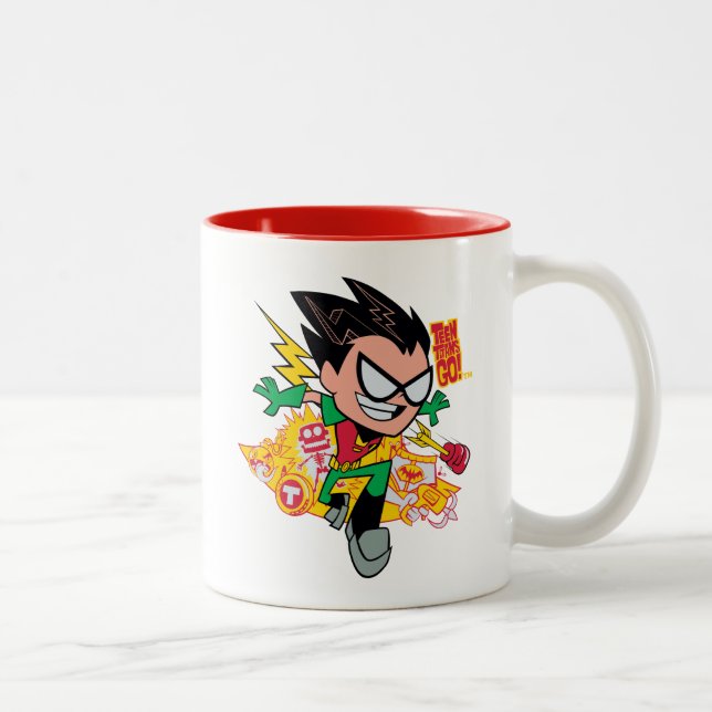 Teen Titans Go! | Robin's Arsenal Graphic Two-Tone Coffee Mug (Right)