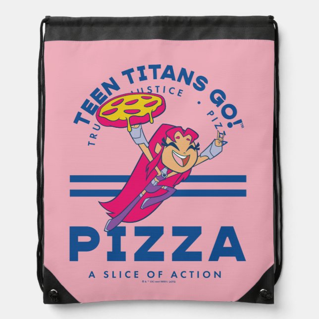 Teen Titans Go! Starfire "Truth Justice Pizza" Drawstring Bag (Front)