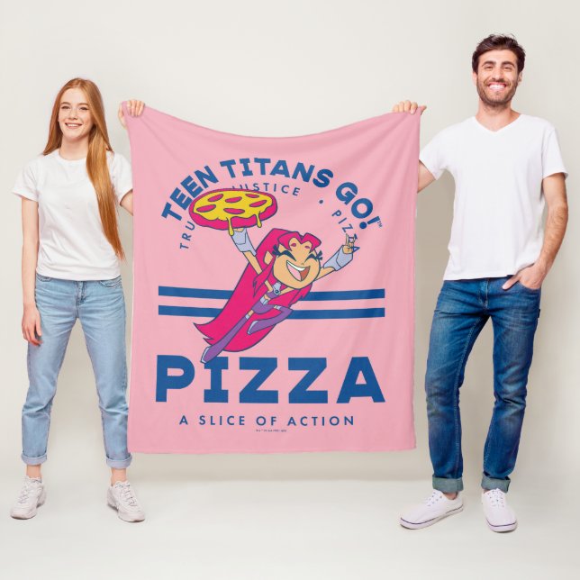 Teen Titans Go! Starfire "Truth Justice Pizza" Fleece Blanket (In Situ)
