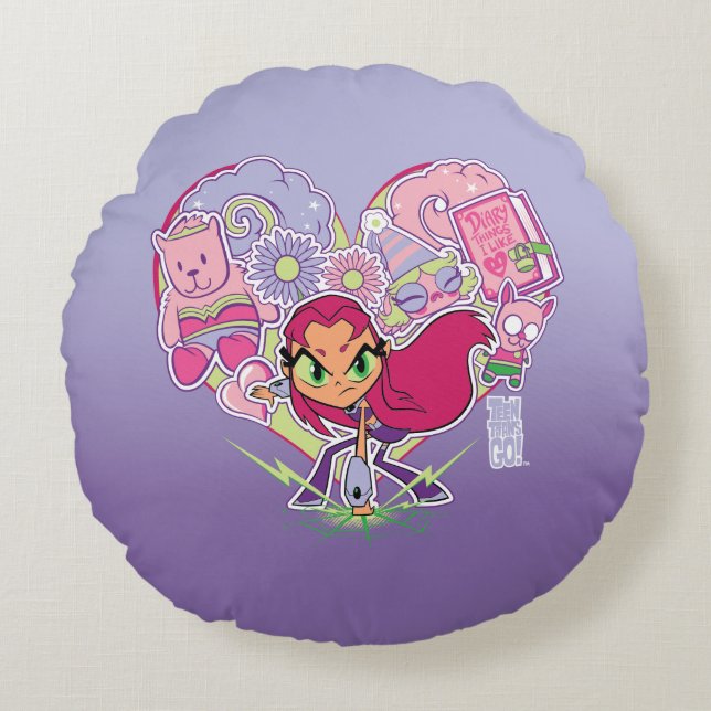 Teen Titans Go! | Starfire's Heart Punch Graphic Round Pillow (Front)