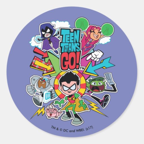 Teen Titans Go  Team Arrow Graphic Classic Round Sticker