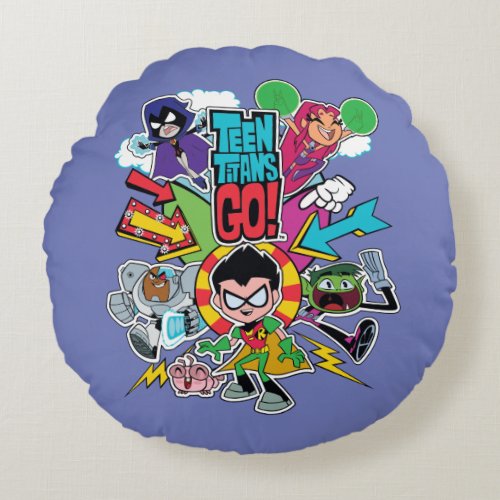 Teen Titans Go  Team Arrow Graphic Round Pillow