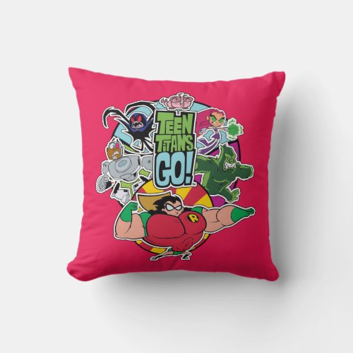 Teen Titans Go  Team Group Graphic Throw Pillow