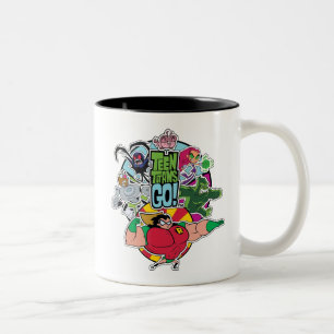 Teen Titans Go!   Team Group Graphic Two-Tone Coffee Mug