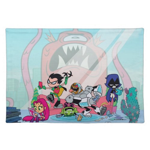 Teen Titans Go  Tentacled Monster Approaches Cloth Placemat