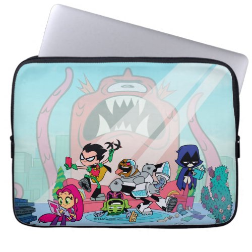 Teen Titans Go  Tentacled Monster Approaches Laptop Sleeve