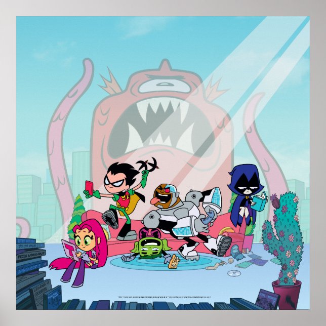 Teen Titans Go! | Tentacled Monster Approaches Poster (Front)