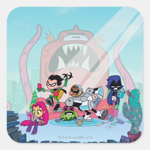 Teen Titans Go  Tentacled Monster Approaches Square Sticker